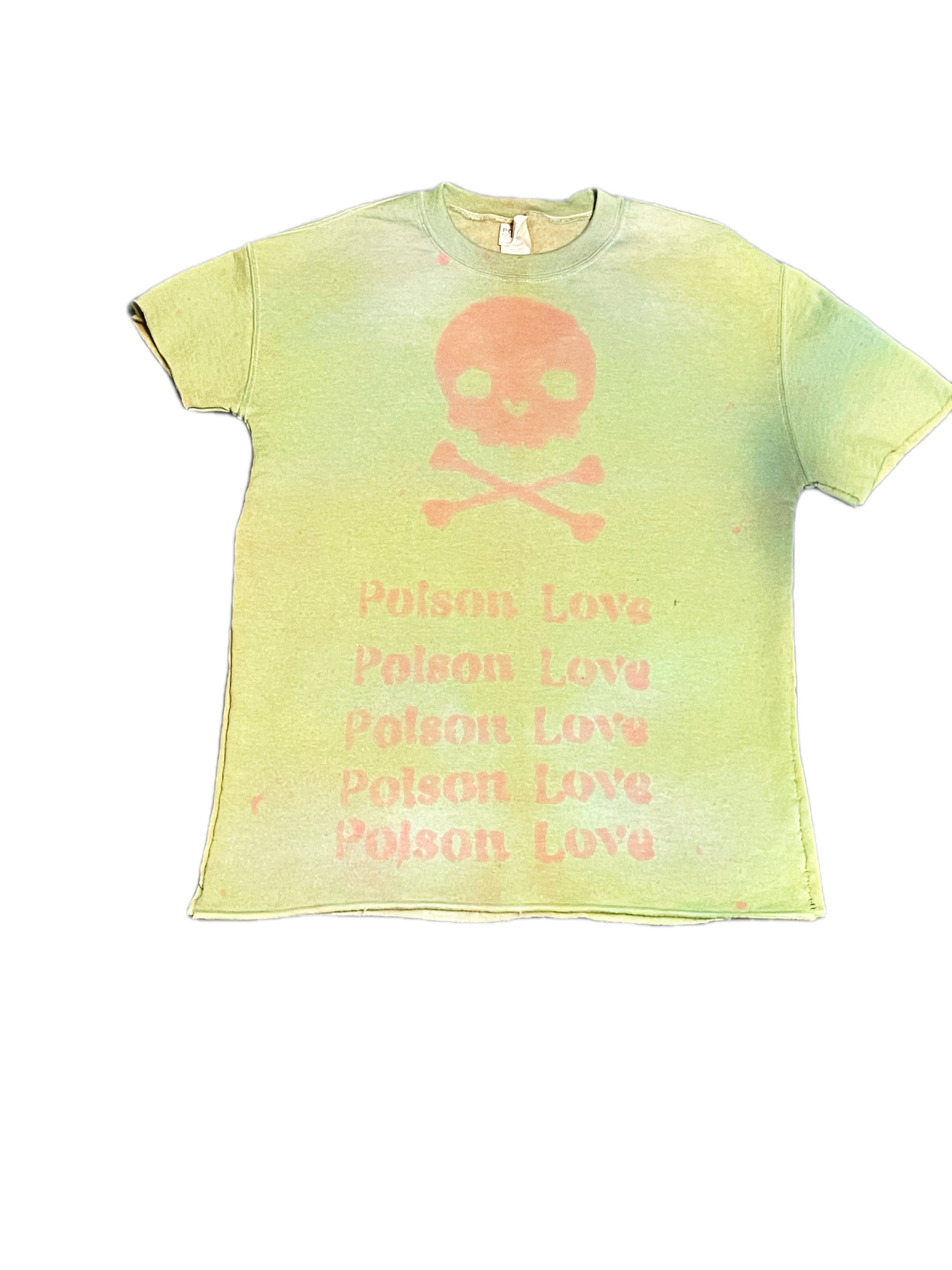PoisonLove Green Space, Pink Skull Pullover Shirt Cropped