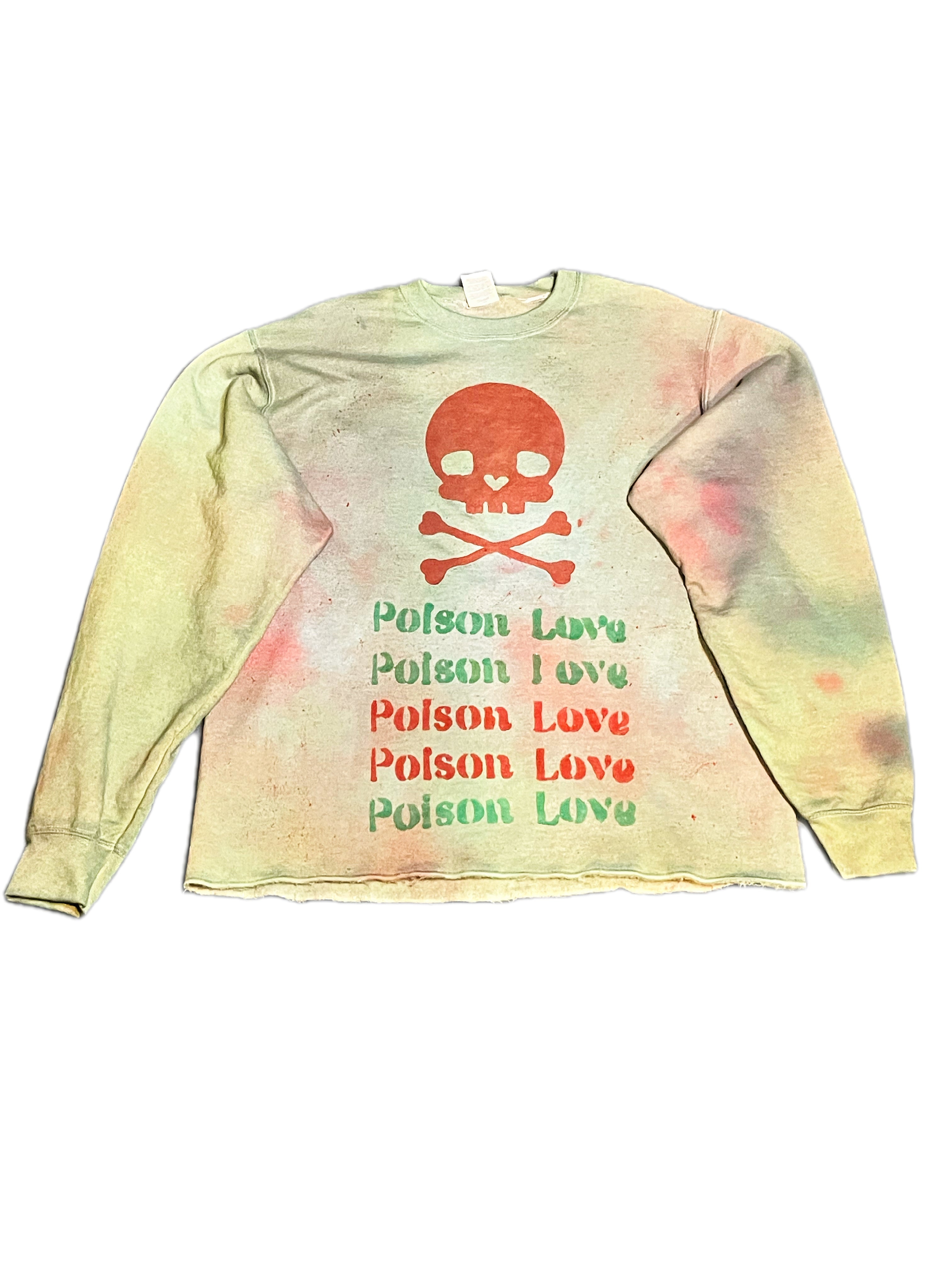 PoisonLove Red Skull Green Space Pull Over Cropped