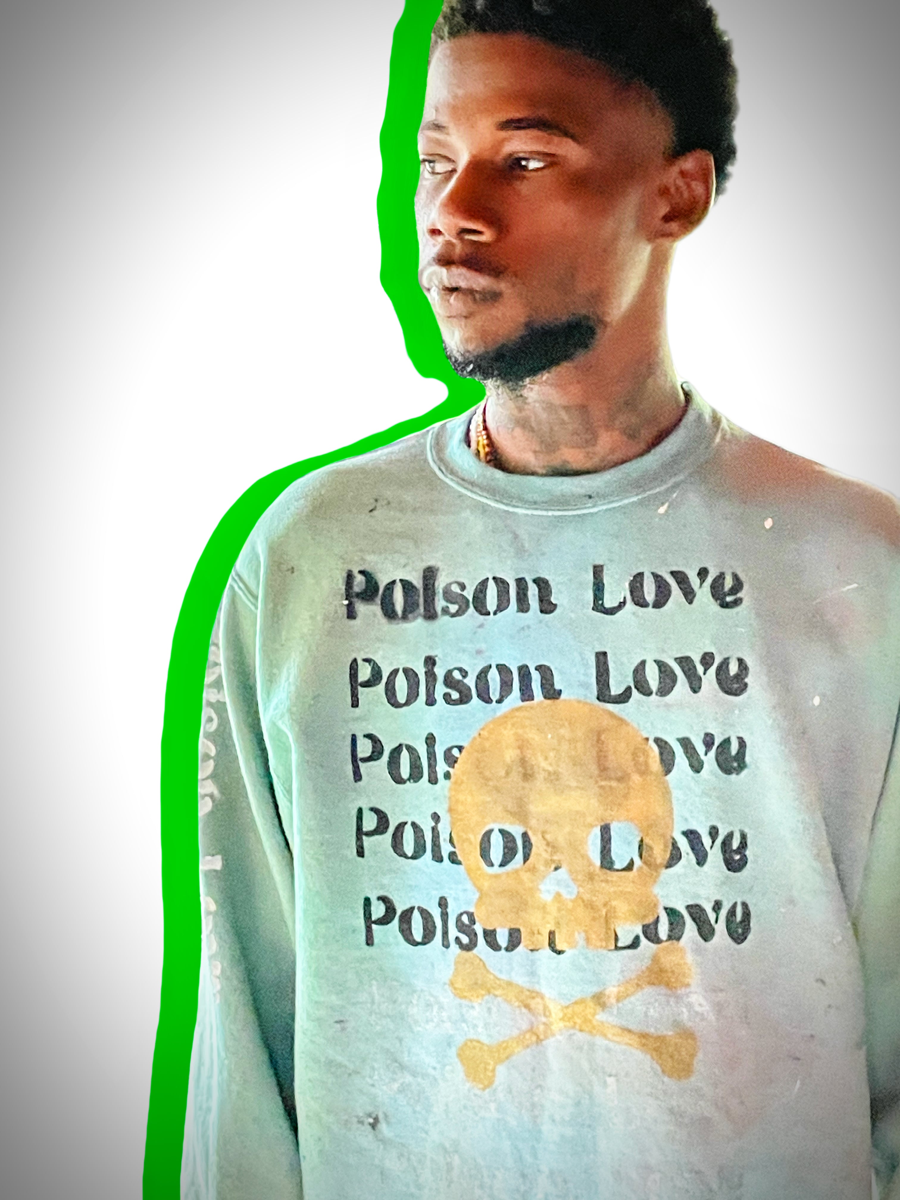 PoisonLove Gold Skull Green space pull over Cropped