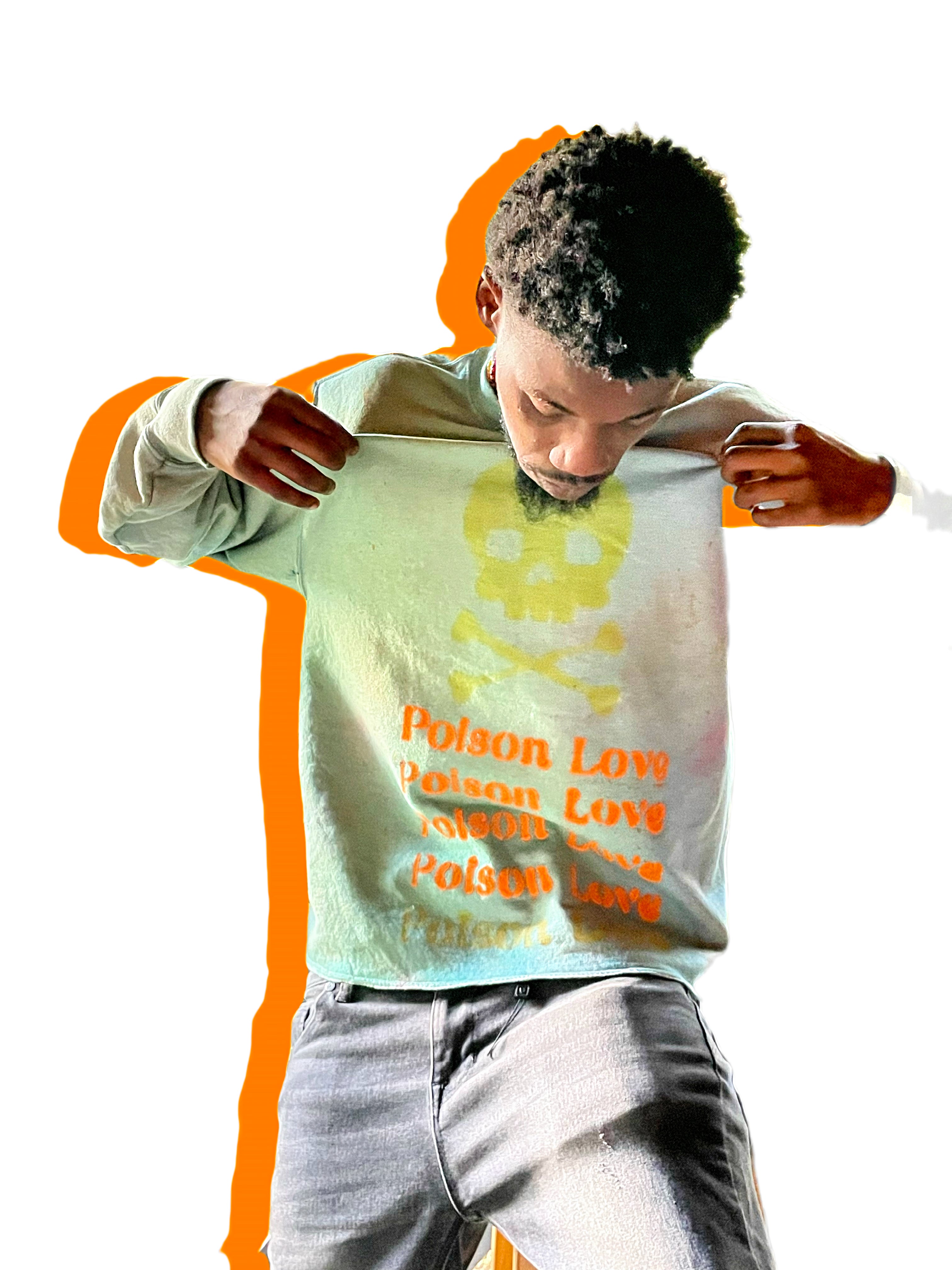 Poison Love, Yellow Skull Green Space Pull Over Cropped
