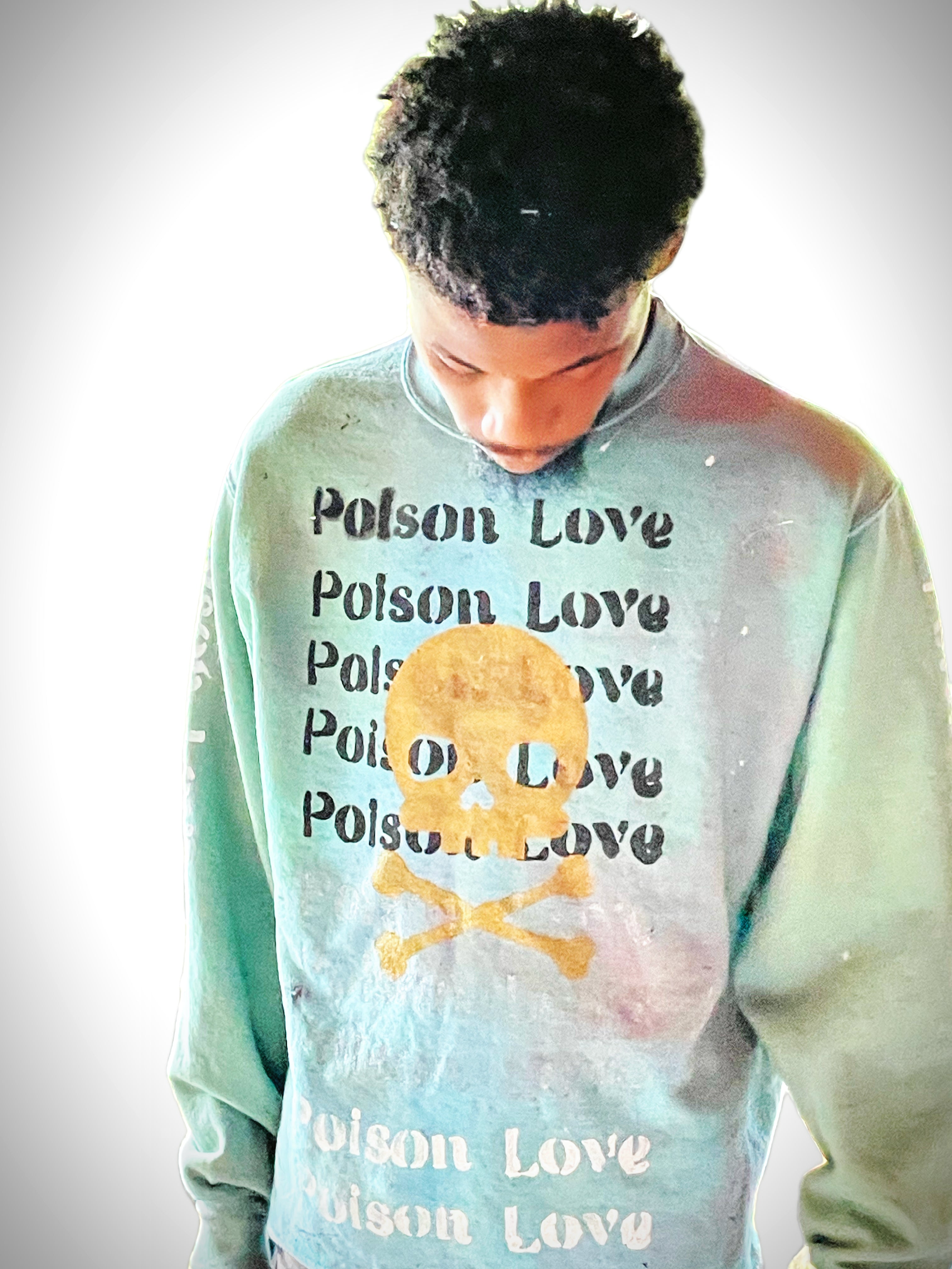 PoisonLove Gold Skull Green space pull over Cropped