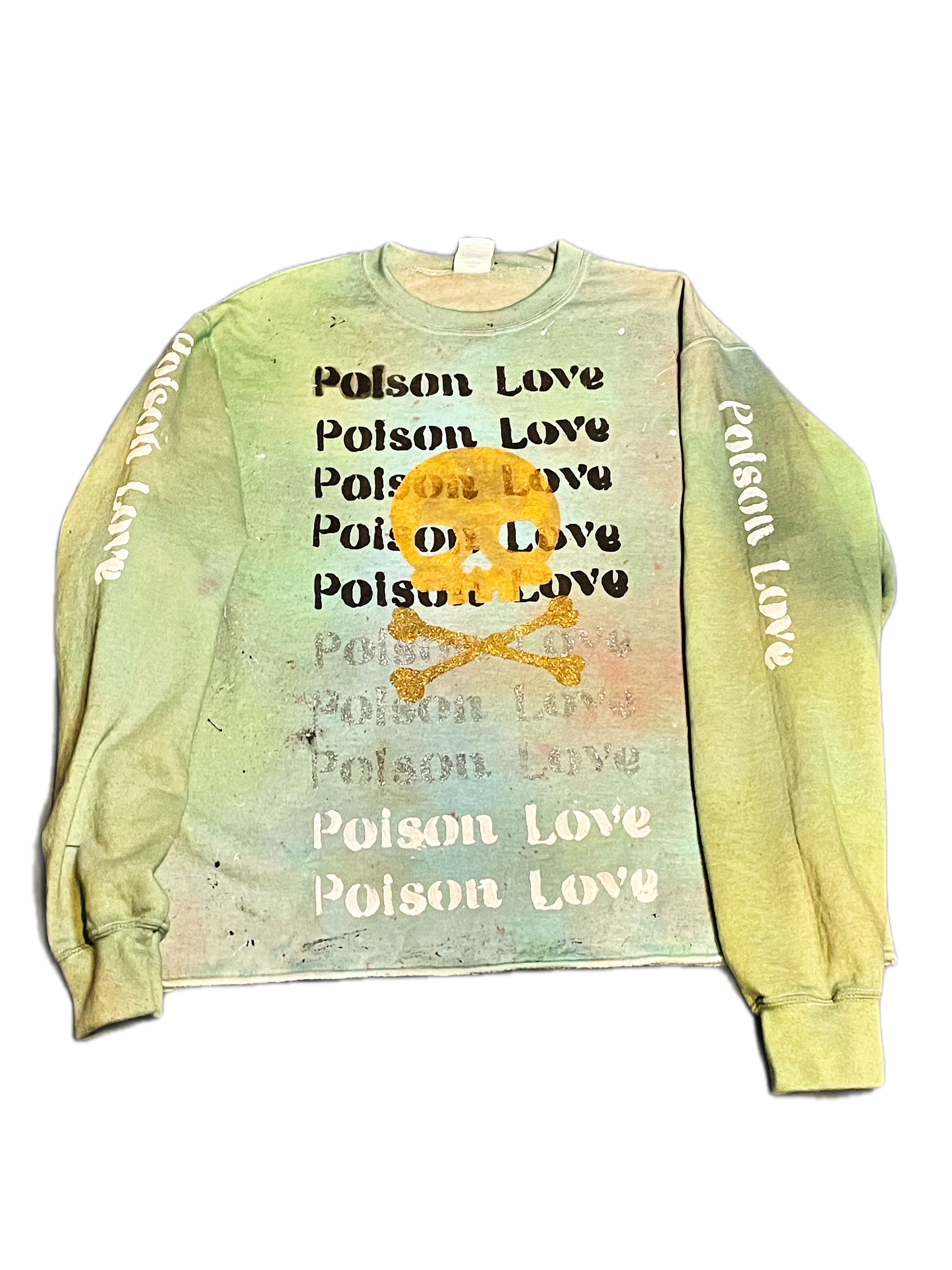 PoisonLove Gold Skull Green space pull over Cropped