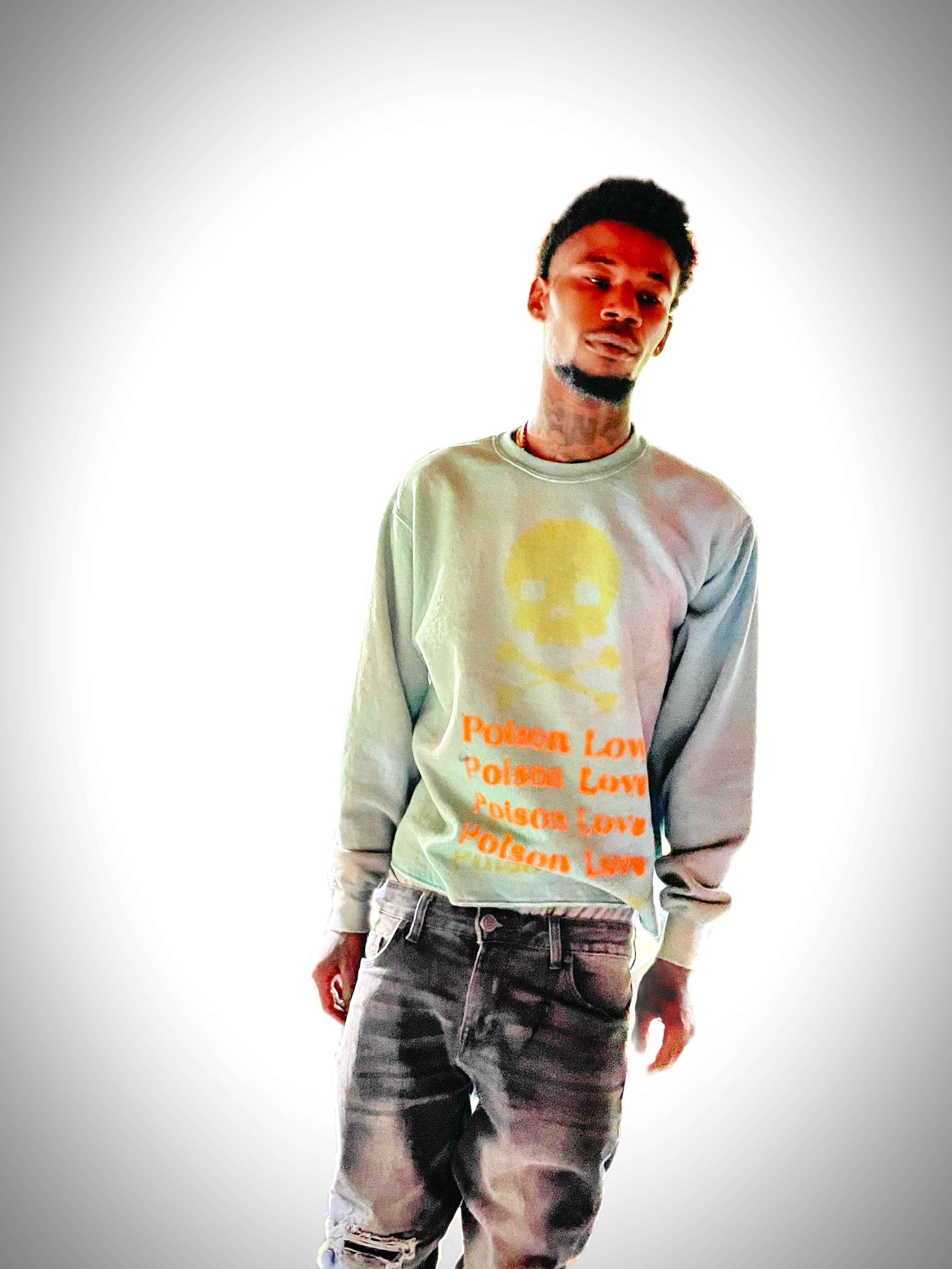 Poison Love, Yellow Skull Green Space Pull Over Cropped