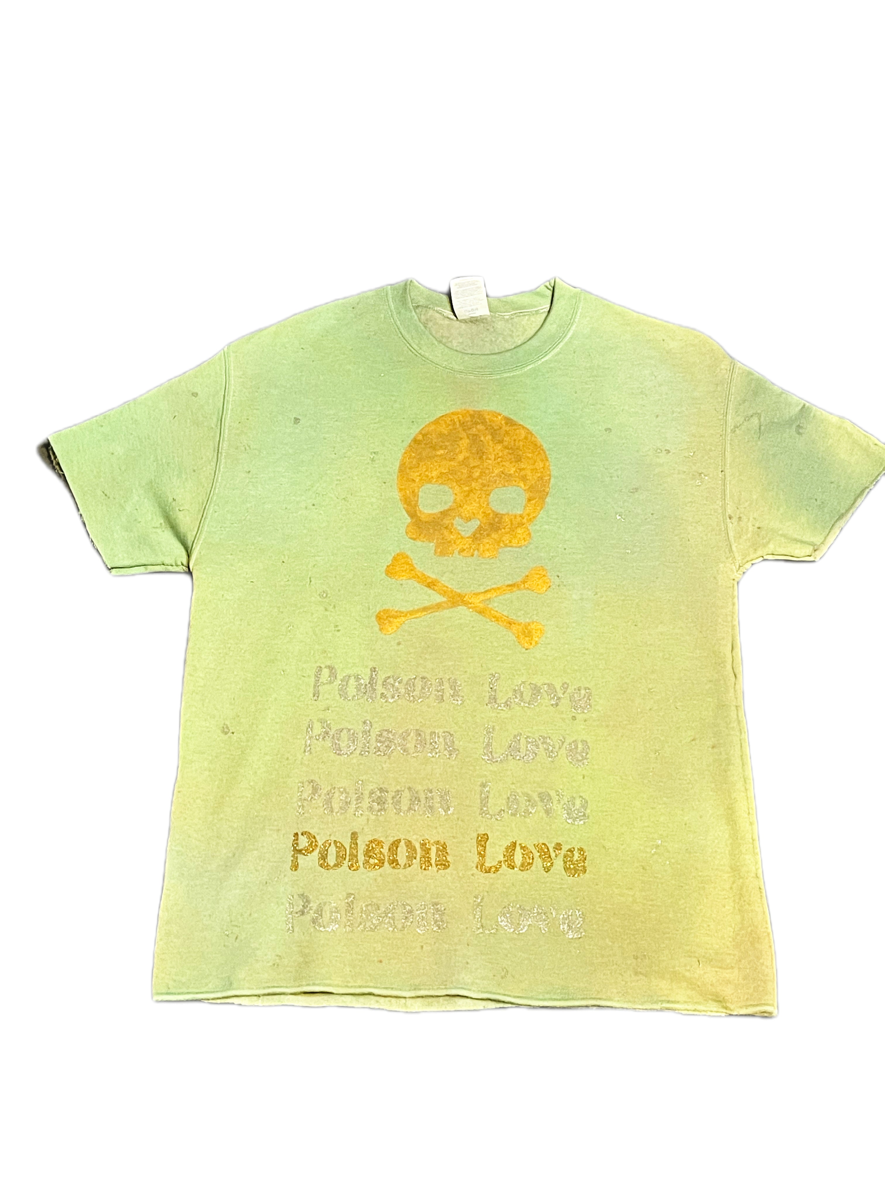 PoisonLove Green Space Gold Skull Pull Over Shirt ￼