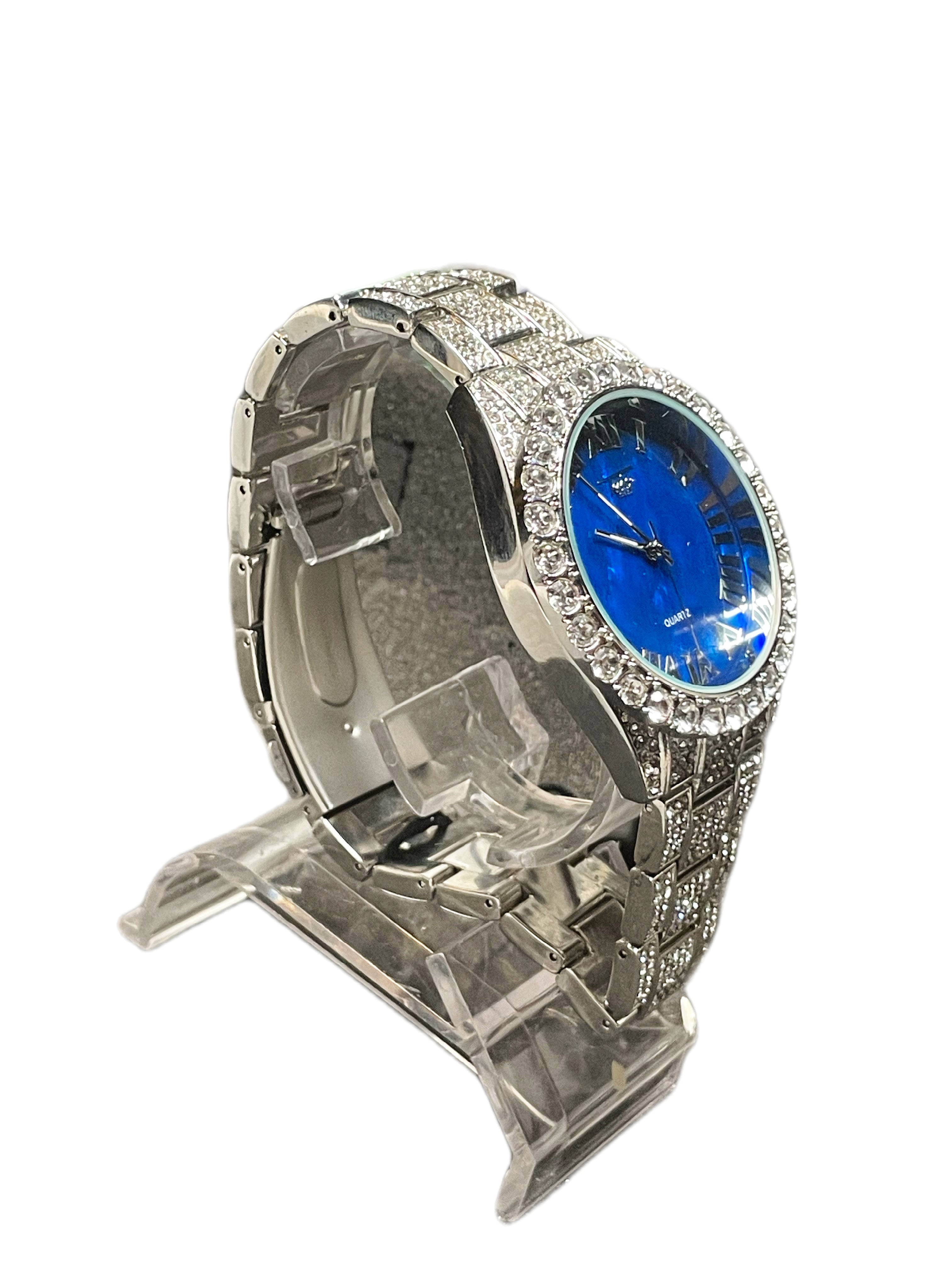 Iced Out, Blueface Silver Watch