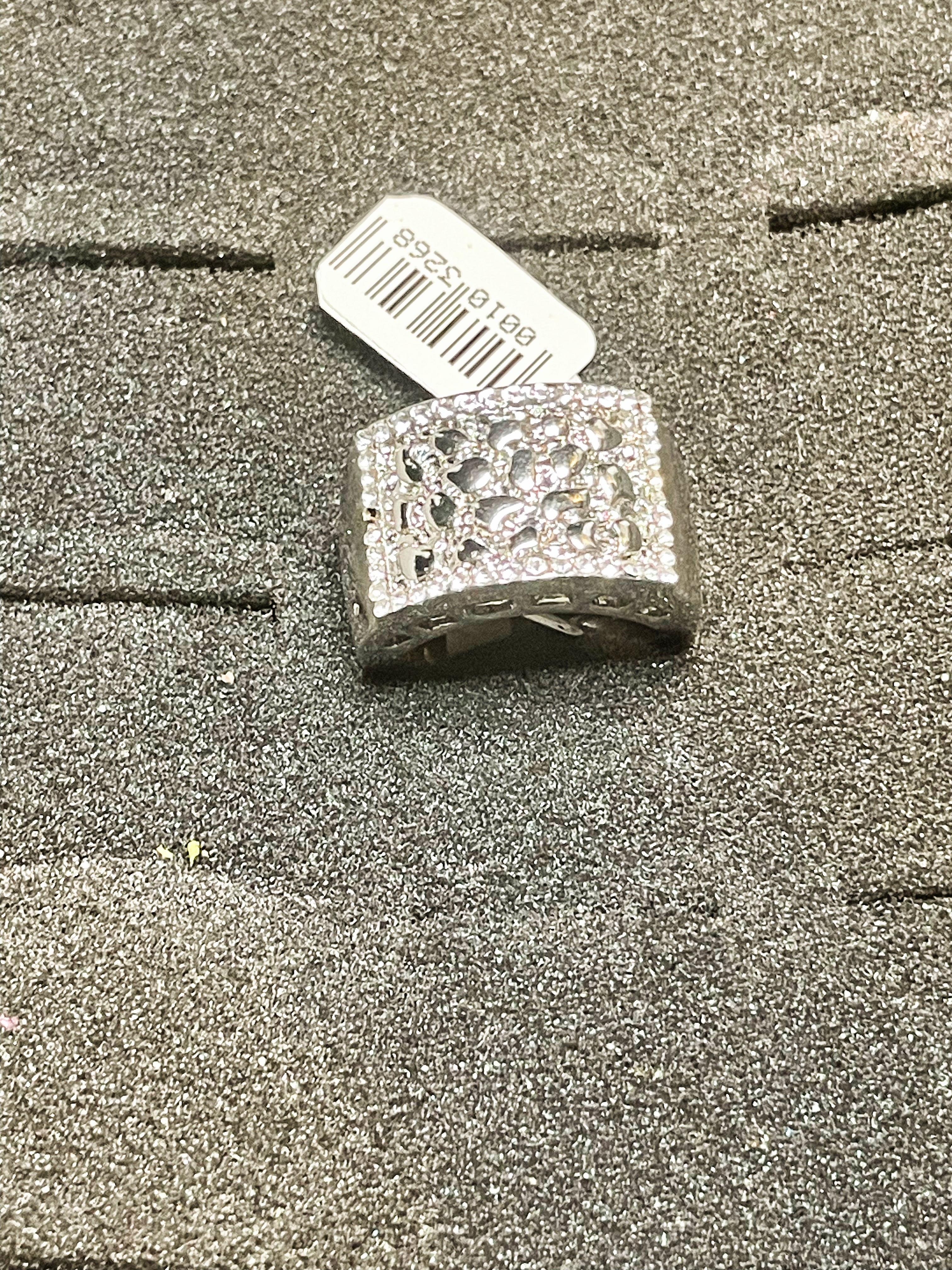 Diamond Square Silver Ring