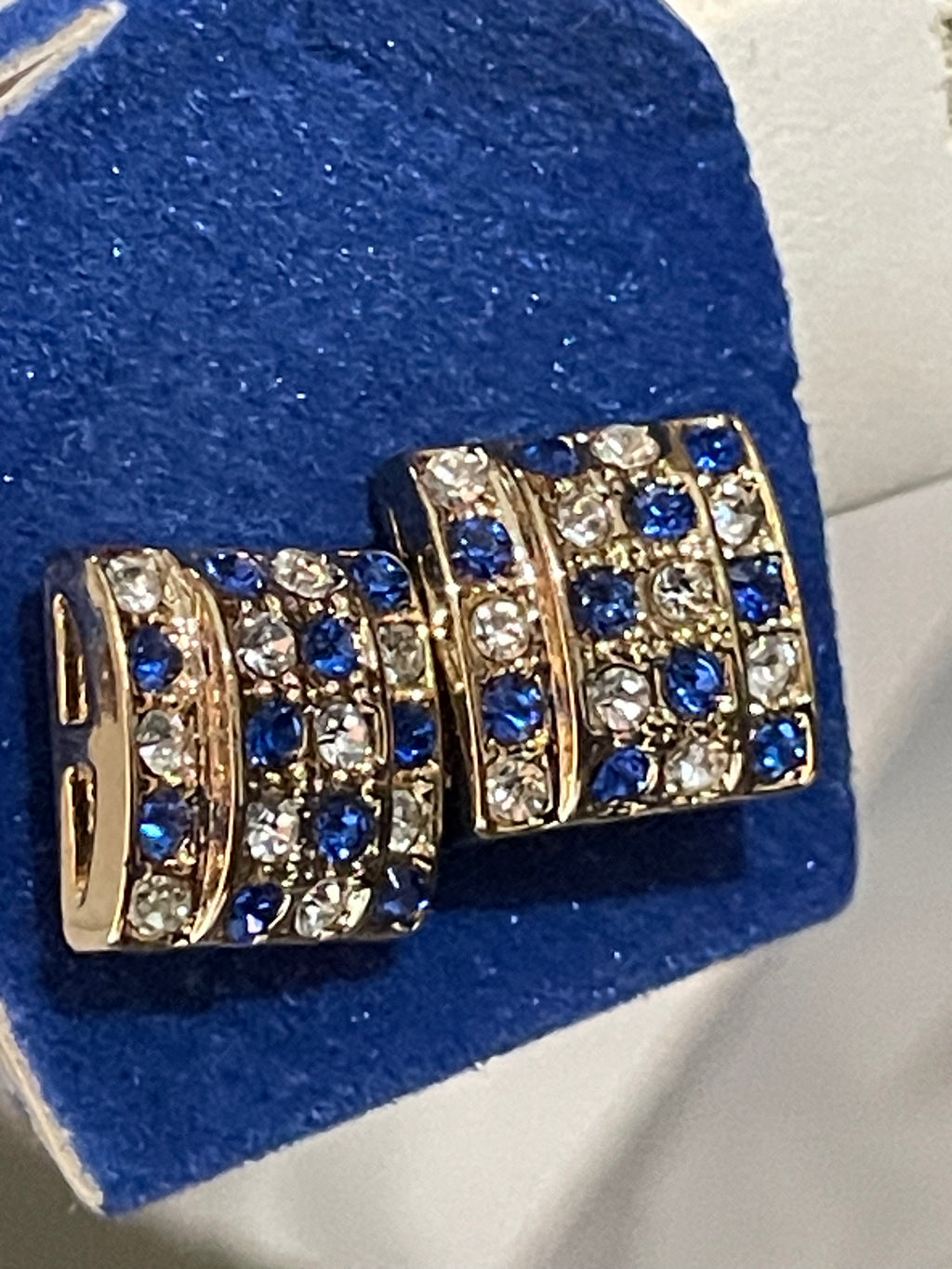 Blue And White Square Diamond Earrings