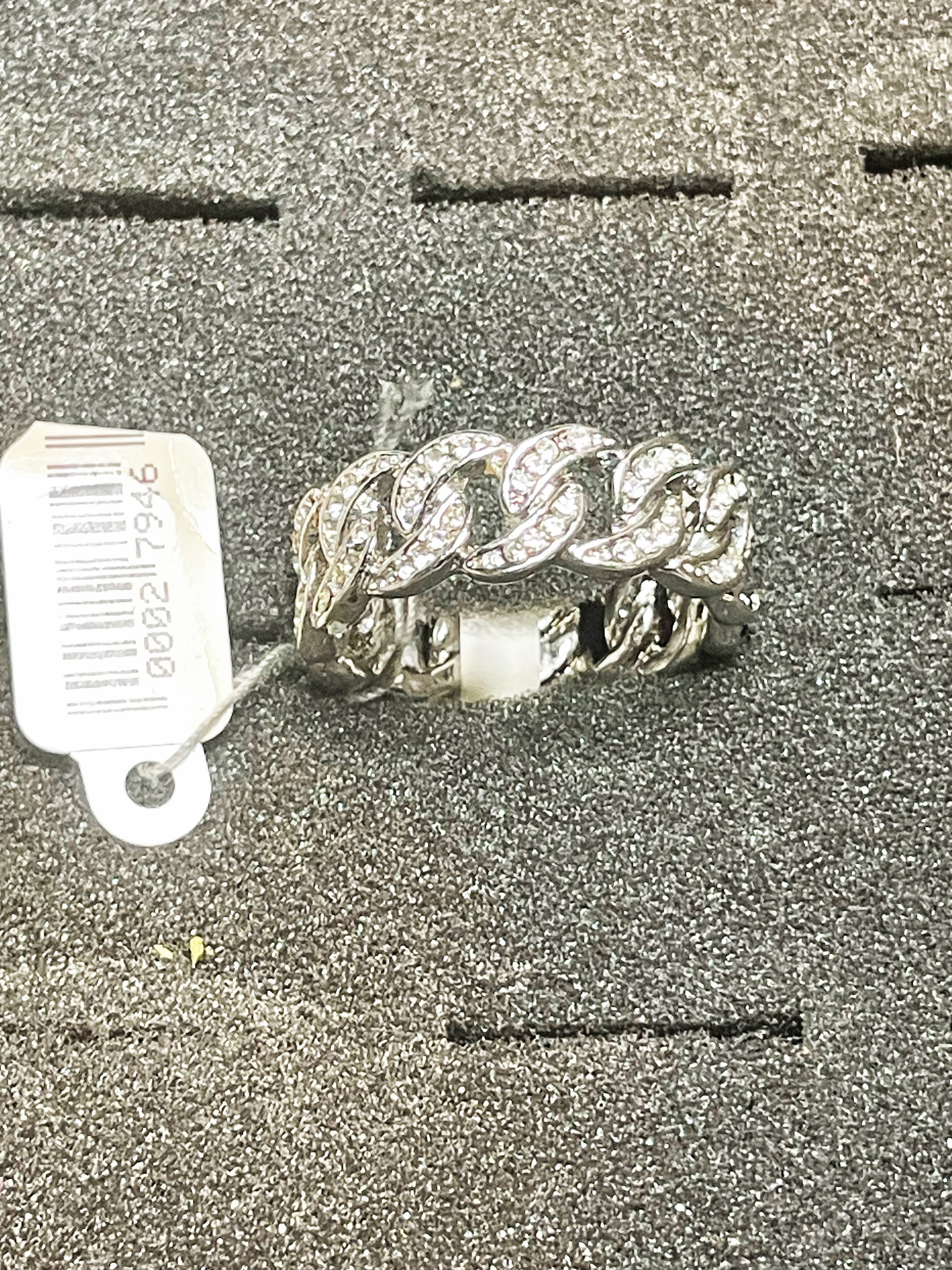 ￼￼ Silver Cuban Link Diamond Ring ￼