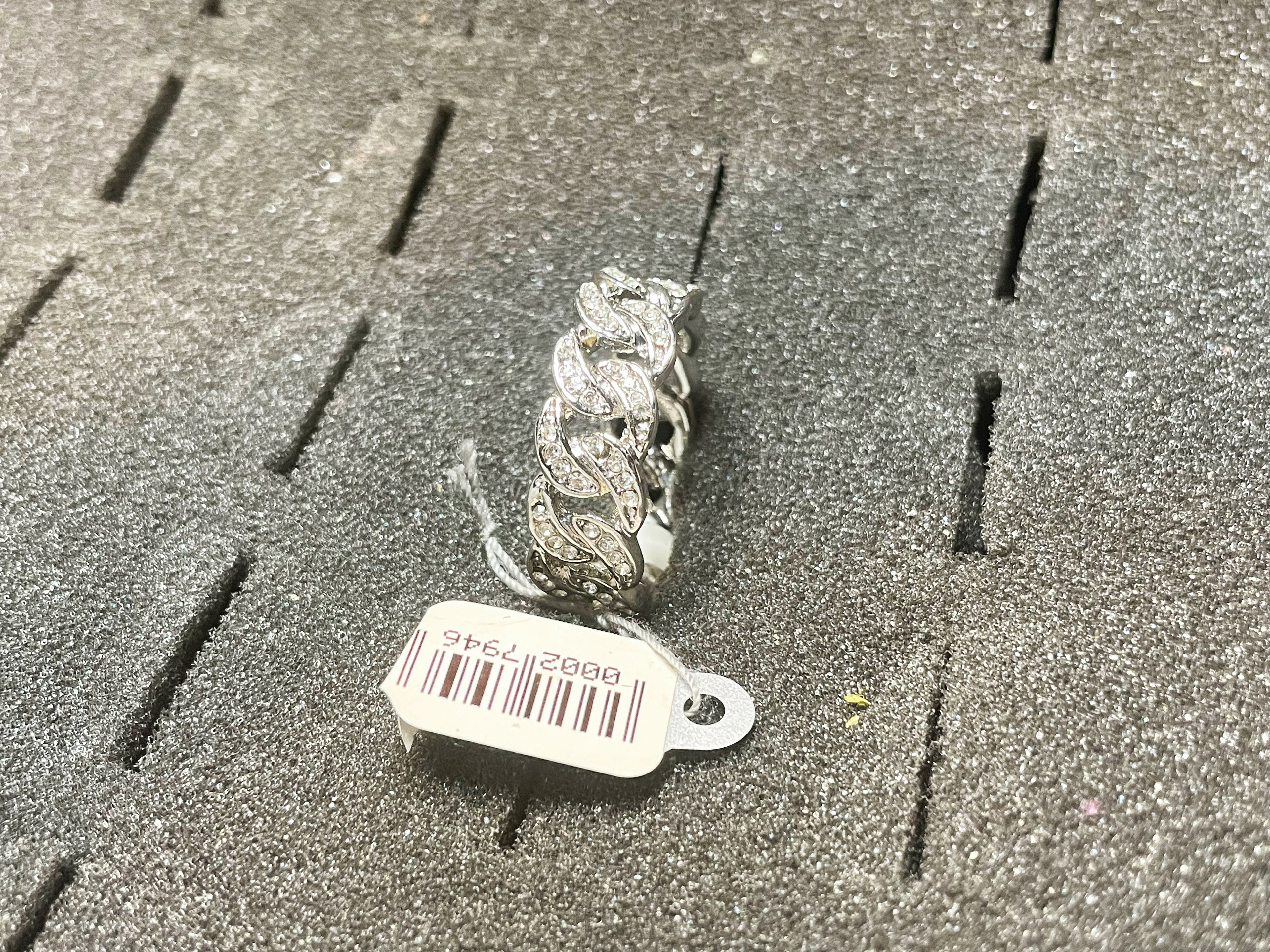 ￼￼ Silver Cuban Link Diamond Ring ￼